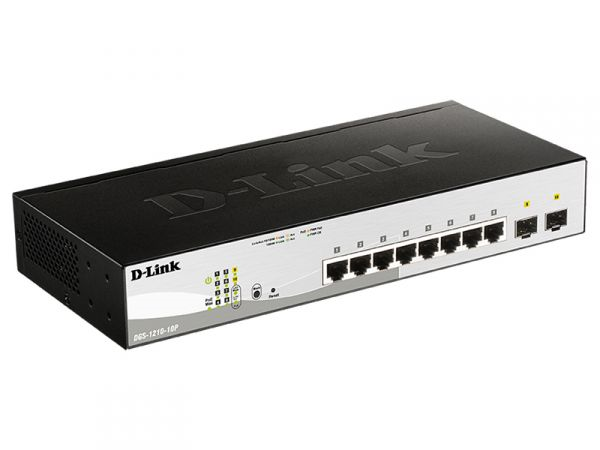 D-Link Managed L2 Switch 8x1000Base-T PoE, 2x1000Base-X SFP, PoE Budget 65W, Surge 6KV, CLI