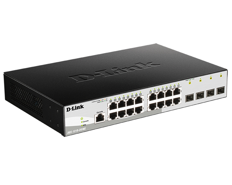 D-Link Managed L2 Metro Ethernet Switch 16x1000Base-T, 4x1000Base-X SFP, Surge 6KV, CLI, RJ45 Console, RPS, Dying Gasp