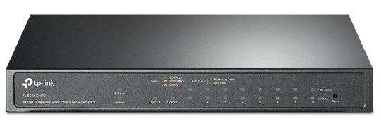 TP-Link TL-SG1210MPE, 10-Port Gigabit Easy Smart Switch with 8-Port PoE+, 8 Gigabit PoE+ Ports, 2x Gigabit Non-PoE Ports, 1 Combo Gigabit SFP, 802.3at/af, 123 W