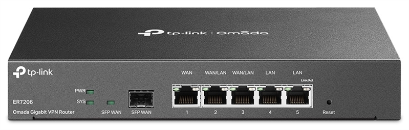 TP-Link ER7206, SafeStream  Multi-WAN VPN-, 1 . SFP- WAN, 1 .  WAN RJ45, 2   WAN/LAN RJ45, 2   LAN RJ45