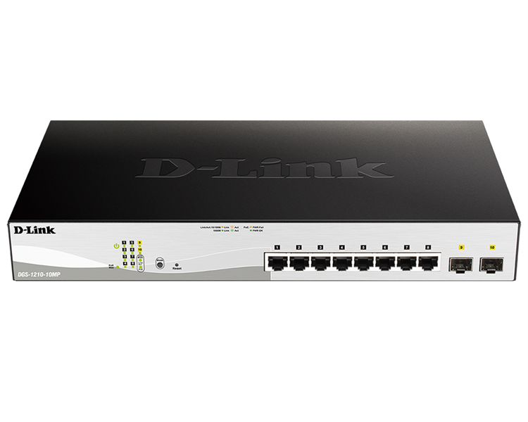 D-Link PROJ Smart  L2 Switch 81000Base-T PoE, 21000Base-X SFP, PoE Budget 130W, Compact CLI