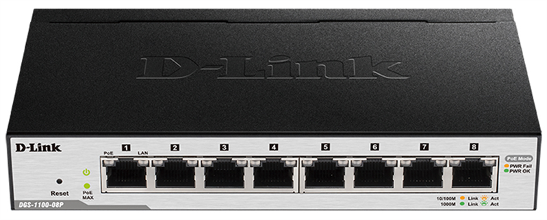 D-Link EasySmart L2 Switch 81000Base-T (41000Base-T PoE), PoE Budget 80W